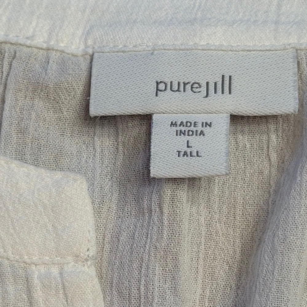Pure Jill Lightweight Cotton Embroidered V-Neck Tunic Top Size Large Tall Boho - Picture 6 of 10
